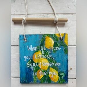 Vibrant Blue and Yellow Lemon Wall Art